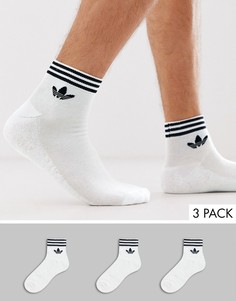 Набор из 3 пар белых носков до щиколотки adidas Originals-Черный