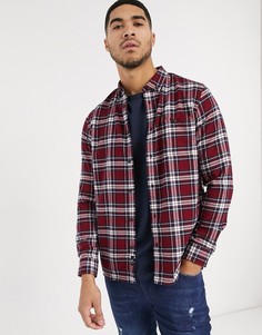Рубашка в сине-бордовую клетку Burton Menswear-Красный