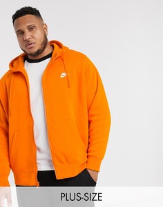 Худи оранжевого цвета с молнией Nike Club Plus-Оранжевый