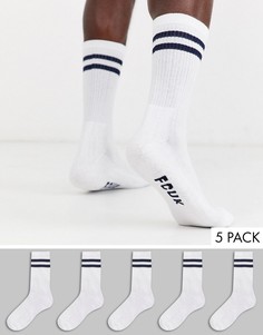 5 пар белых спортивных носков с полосками French Connection-Белый