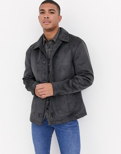 Серая куртка из искусственной замши ASOS DESIGN-Серый
