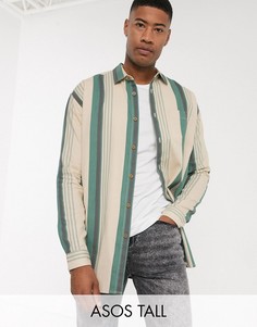 Зеленая oversize-рубашка в полоску в стиле 90-х ASOS DESIGN Tall-Зеленый