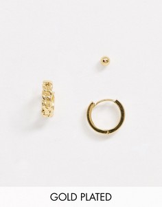 Набор из 3 серег (гвоздик и кольца) Orelia Ear Party-Золотой