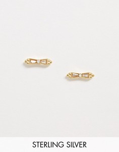 Серьги-гвоздики из позолоченного серебра с камнями ASOS DESIGN-Золотой