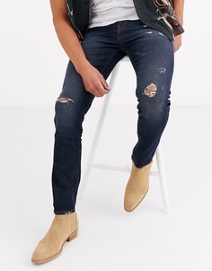 Темно-синие рваные джинсы скинни ASOS DESIGN-Синий