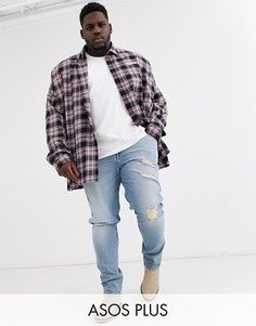 Светлые рваные джинсы скинни ASOS DESIGN Plus-Синий