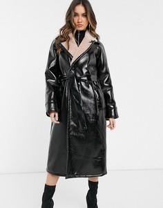 Тренч с искусственным мехом ASOS DESIGN-Фиолетовый