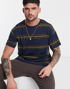 Синяя футболка в широкую полоску New Look-Синий