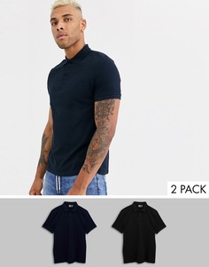 Поло из органического пике ASOS DESIGN - Набор из 2 шт. со скидкой-Мульти