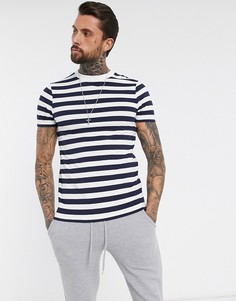 Зауженная футболка в полоску из органического хлопка ASOS DESIGN-Темно-синий