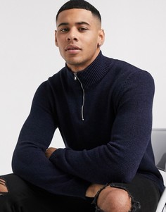 Темно-синий хлопковый джемпер на молнии ASOS DESIGN