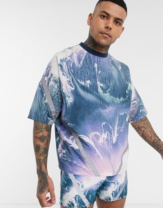 Oversize-футболка с принтом и светоотражающим кантом ASOS DESIGN-Мульти