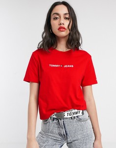 Футболка из органического хлопка с логотипом Tommy Jeans-Красный