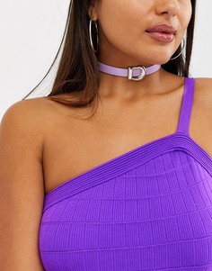 Ожерелье-чокер из искусственной кожи лавандового цвета с пряжкой ASOS DESIGN-Фиолетовый