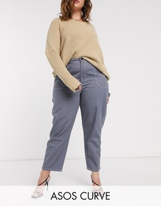 Прямые брюки ASOS DESIGN Curve-Серый