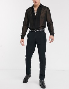 Черные плотные строгие брюки скинни под смокинг ASOS DESIGN-Черный