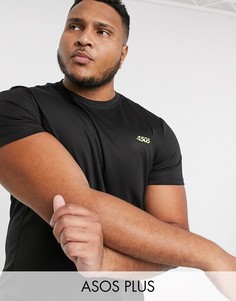 Черная спортивная футболка из быстросохнущей ткани ASOS 4505 Plus-Черный