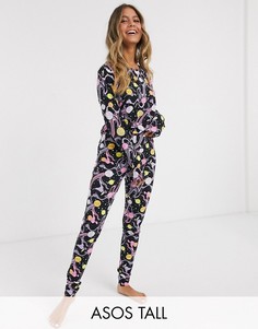 Лонгслив и леггинсы с космическим принтом ASOS DESIGN Tall-Мульти