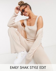 Трикотажный кроп-топ от комплекта ASOS DESIGN-Светло-бежевый