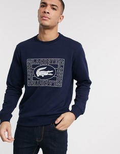 Темно-синий свитшот с крупным логотипом Lacoste
