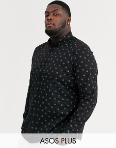 Приталенная рубашка с принтом черепа ASOS DESIGN Plus-Черный