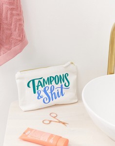 Парусиновая косметичка с надписью \"Tampons and shit\" Emily McDowell-Мульти