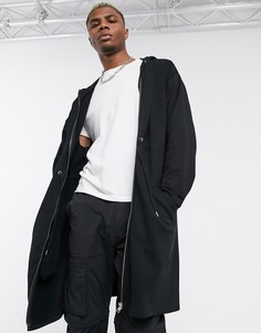 Черная трикотажная парка с капюшоном ASOS DESIGN-Черный