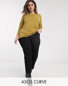 Черные джинсы-сигареты с моделирующим эффектом ASOS DESIGN Curve-Черный