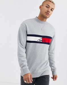 Серый меланжевый свитшот с логотипом Tommy Jeans