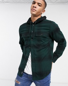 Зеленая фланелевая рубашка с капюшоном Abercrombie & Fitch-Зеленый