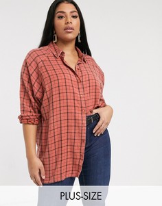 Рубашка бойфренда в клетку с длинными рукавами ASOS DESIGN Curve-Мульти