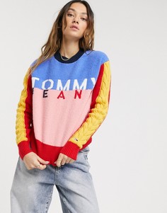 Вязаный джемпер колор блок Tommy Jeans-Мульти