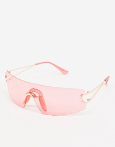 Розовые солнцезащитные очки без оправы в стиле 90-х ASOS DESIGN-Золотой