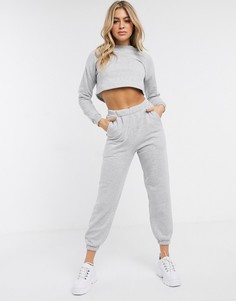 Спортивный костюм с короткими свитшотом и oversized-джоггерами ASOS DESIGN-Серый