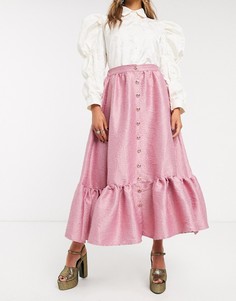 Жаккардовая юбка мидакси с пуговицами Sister Jane-Розовый