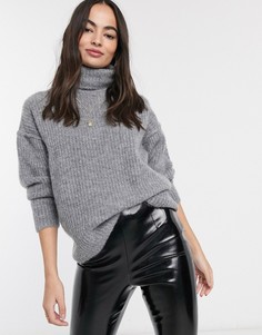 Пушистый джемпер со свободным воротом ASOS DESIGN-Серый