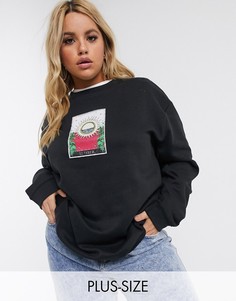 Свитшот oversized с принтом Daisy Street Plus-Черный