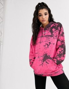 Эксклюзивный бордовый короткий худи с принтом тай-дай Reebok-Красный