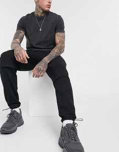 Двухслойные джоггеры с пуговицами-тогл ASOS DESIGN-Черный