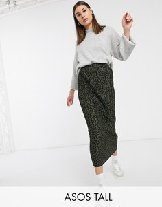 Плиссированная юбка макси с леопардовым принтом ASOS DESIGN Tall-Мульти