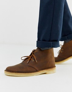 Коричневые кожаные дезерты Clarks Originals-Коричневый