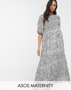 Платье макси в горошек ASOS DESIGN Maternity-Мульти