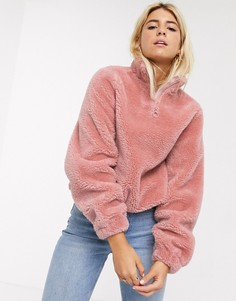 Флисовая куртка на молнии ASOS DESIGN-Розовый