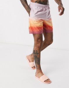 Шорты для плавания средней длины с фотопринтом ASOS DESIGN-Мульти