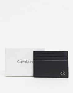 Черный кожаный кошелек для карт Calvin Klein