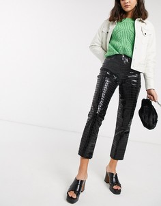 Черные джинсы с принтом крокодиловой кожи Topshop-Черный