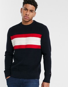 Темно-синий джемпер в рубчик с полосками Tommy Hilfiger