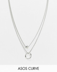 Серебристое ожерелье в несколько рядов с бусинами ASOS DESIGN-Серебряный