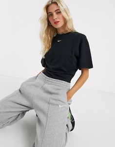 Черное боди oversized с рукавами Nike-Черный