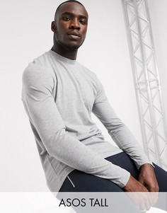 Серый меланжевый лонгслив с круглым вырезом ASOS DESIGN Tall